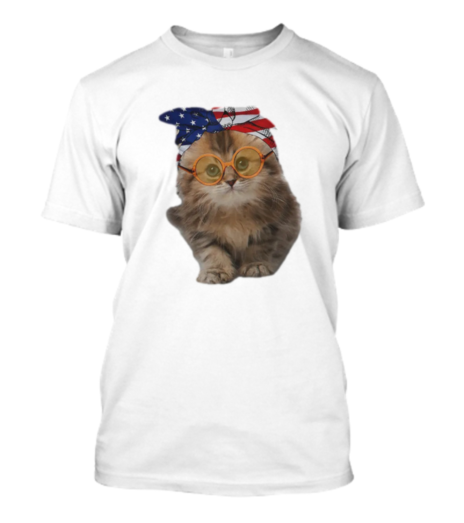 Adorable Cats 365 Patriotic American Flag Kitten With Glasses For 4th Of July T-Shirt