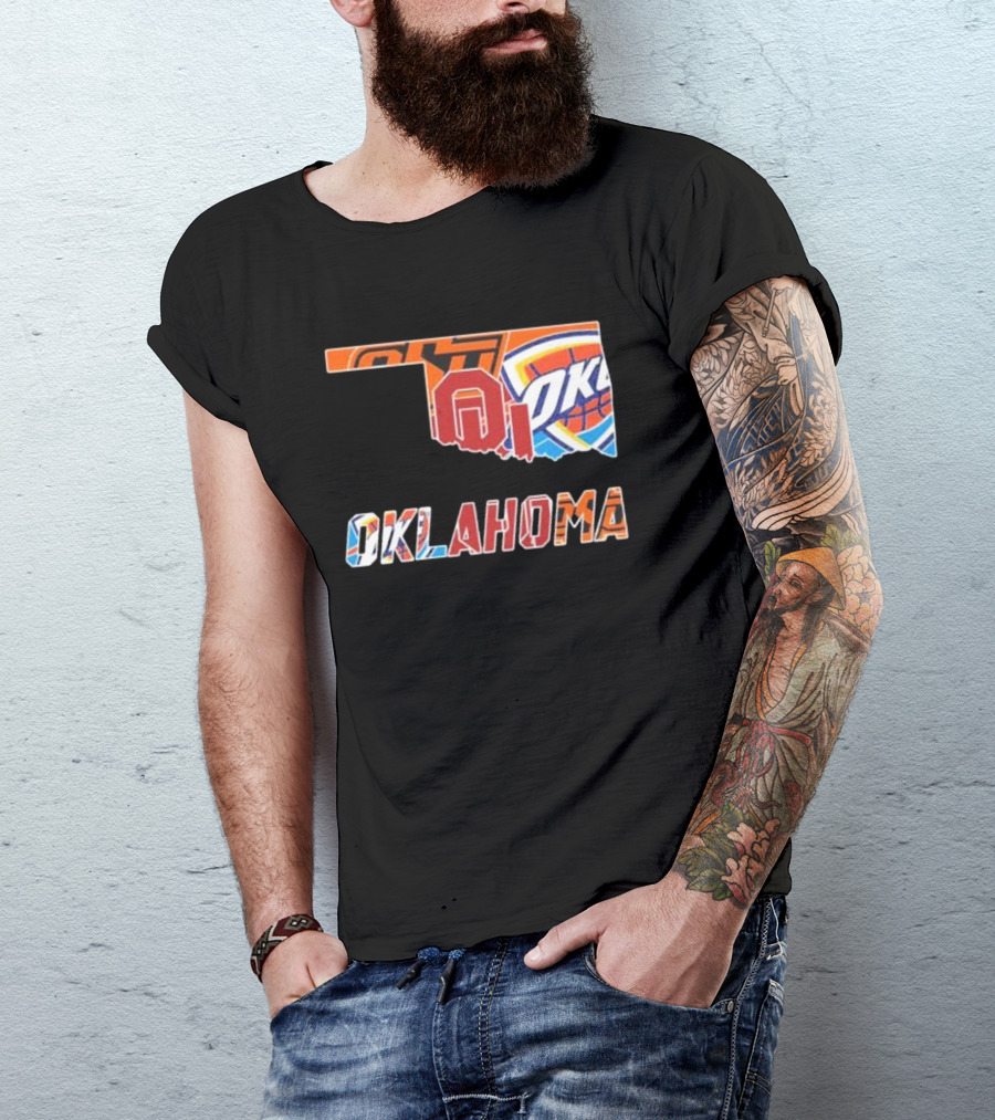 Oklahoma Sports Teams Oklahoma City Thunder Oklahoma State University Cowboys University Of Oklahoma Sooners T-Shirt