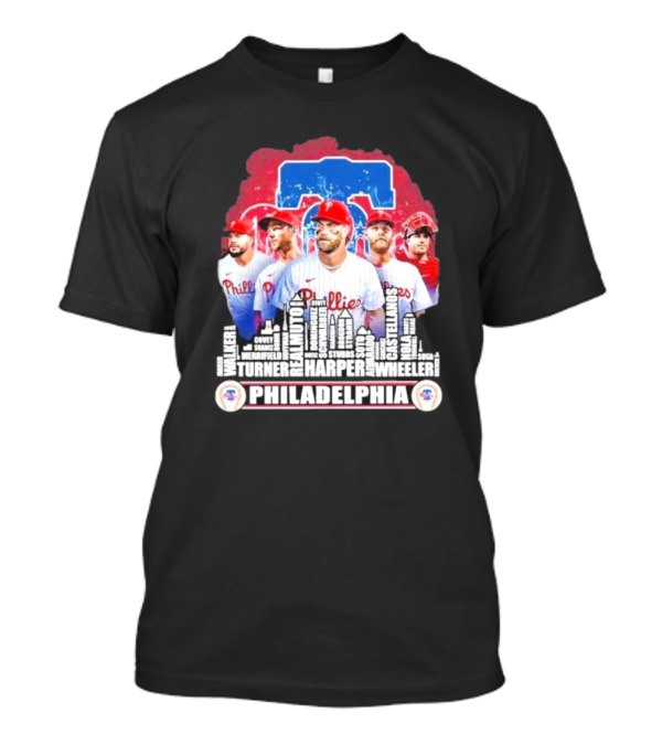 Philadelphia Phillies Team 2024 Harper Realmuto Turner City Skyline T-Shirt