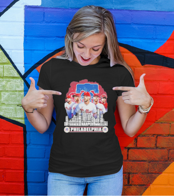 Philadelphia Phillies Team 2024 Harper Realmuto Turner City Skyline T-Shirt