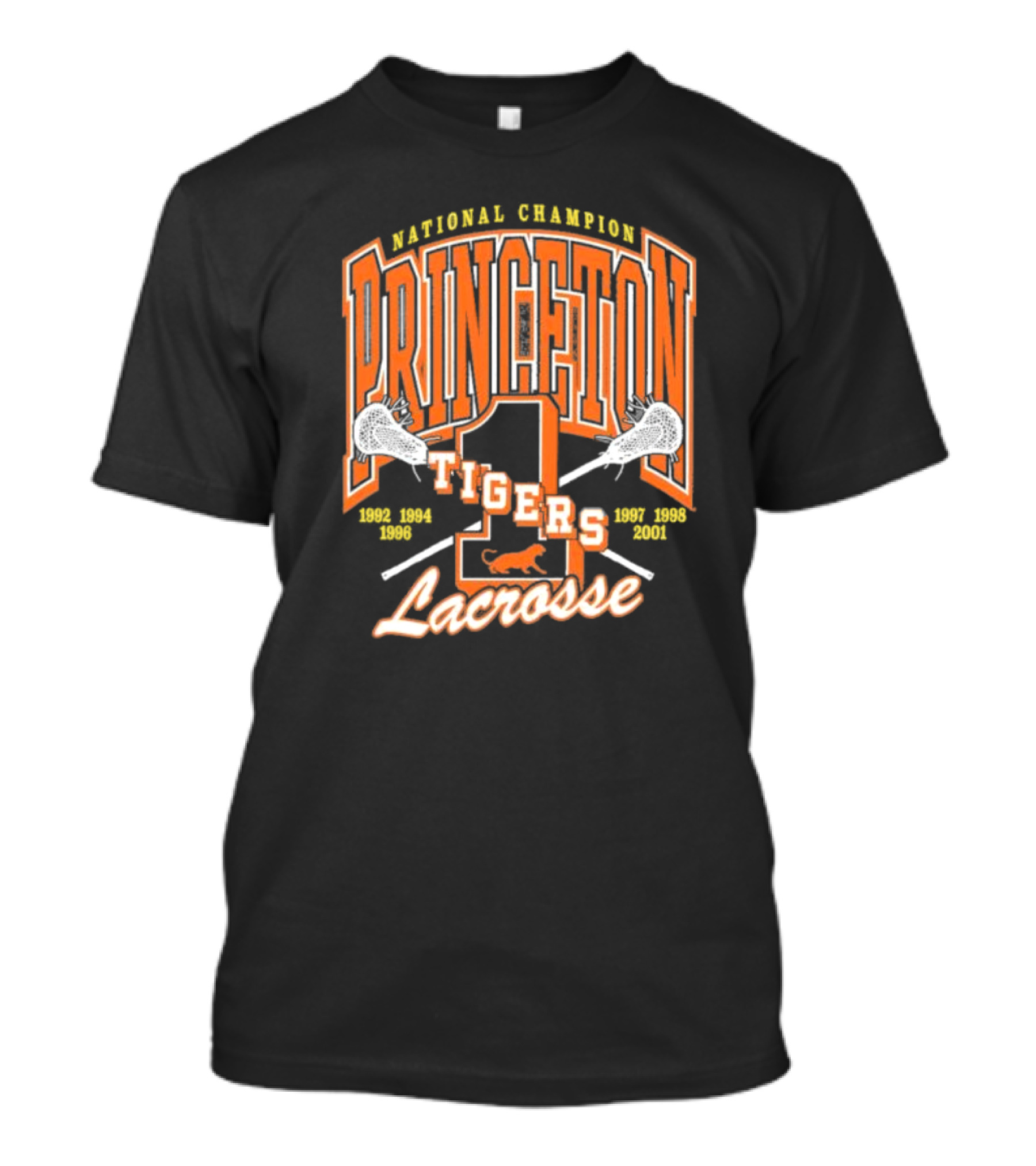 Princeton Tigers National Champion Lacrosse 6x NCAA Division I Champions 1982-2001 T-Shirt