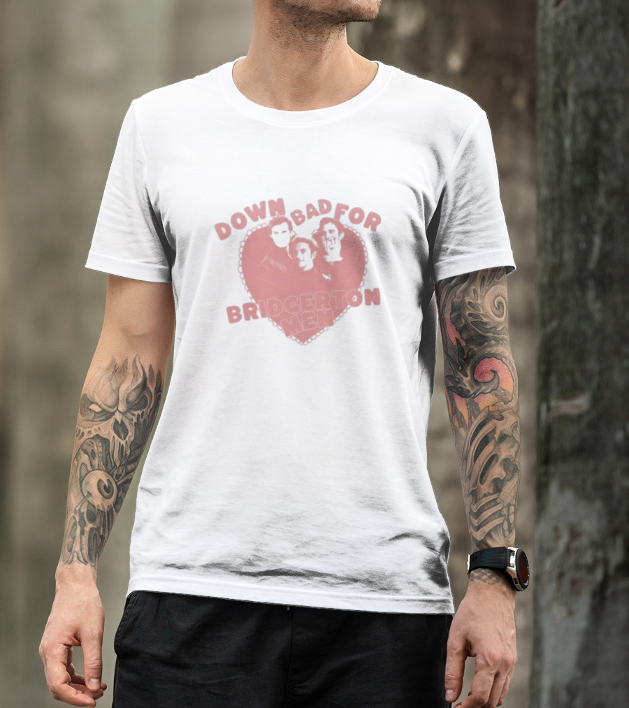 Down Bad For Bridgerton Men Heart Trio T-Shirt