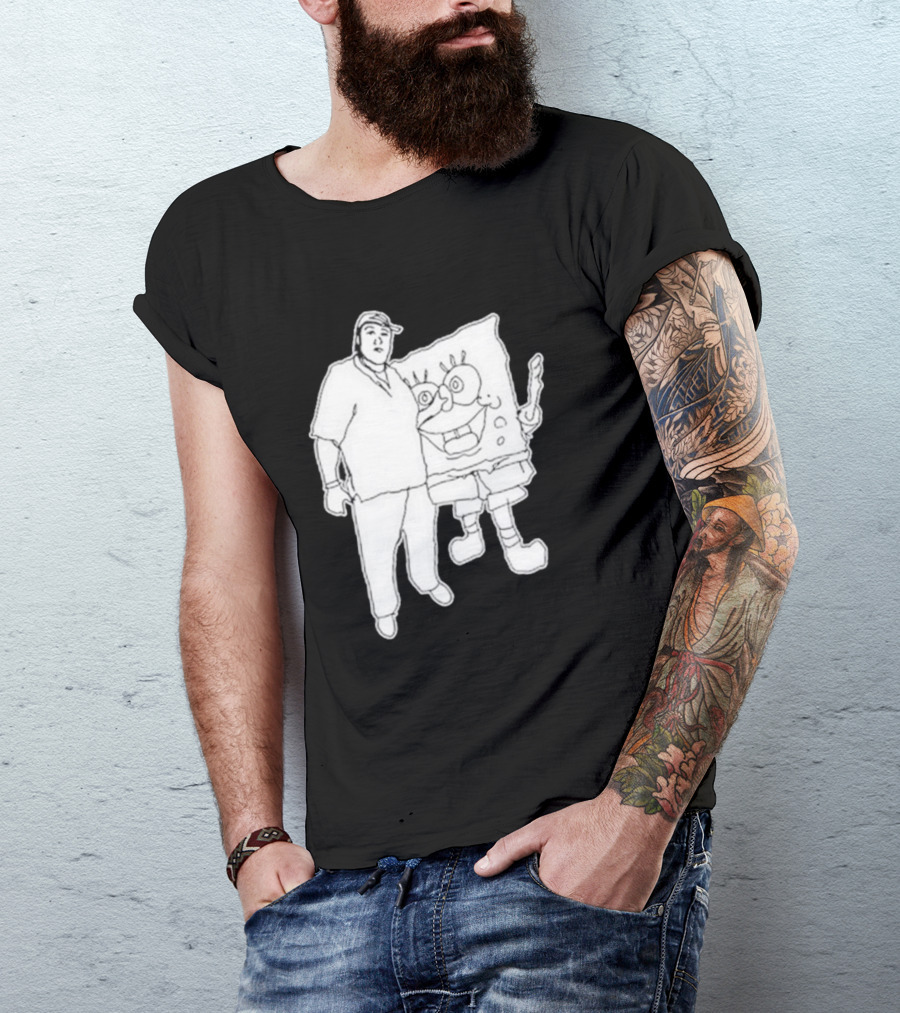 Fake Handshake Tony Spongebob Duo Outline T-Shirt