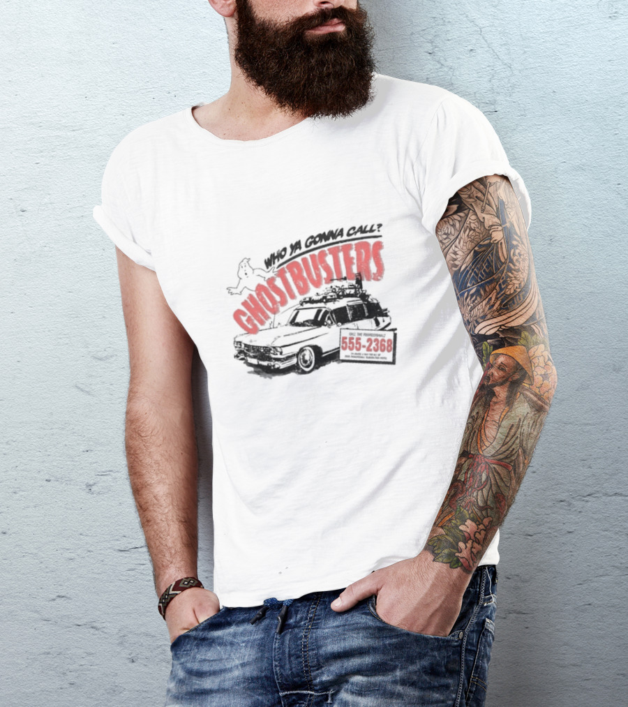 Who Ya Gonna Call Ghostbusters 555 2368 Ectomobile Ghost T-Shirt