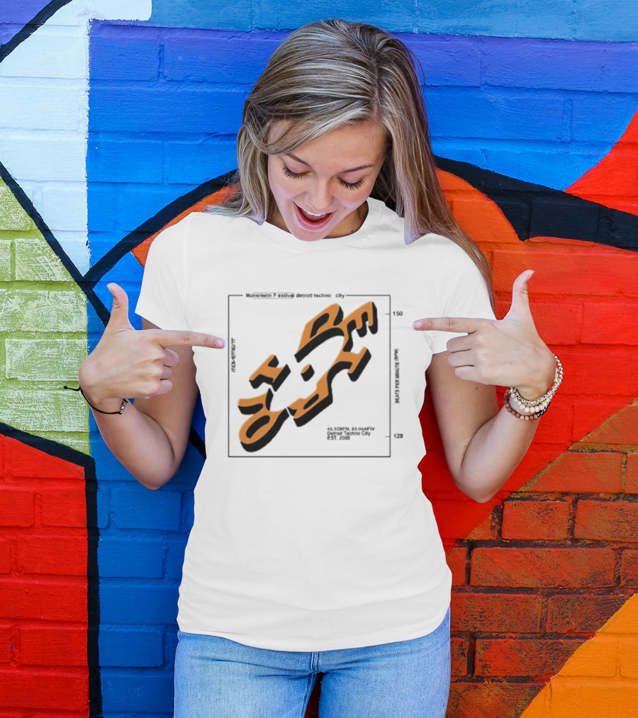 Movement Festival Detroit Techno City EST 2000 45 Heavy Latitude Longitude Coordinates T-Shirt