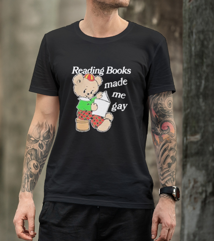 Reading Books Made Me Gay Teddy Bear In Plaid T-Shirt