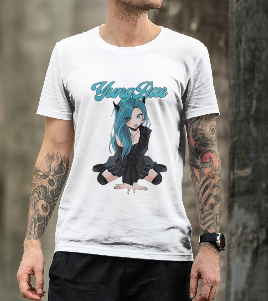 Yung Rae Blue-Haired Goth Anime Girl T-Shirt