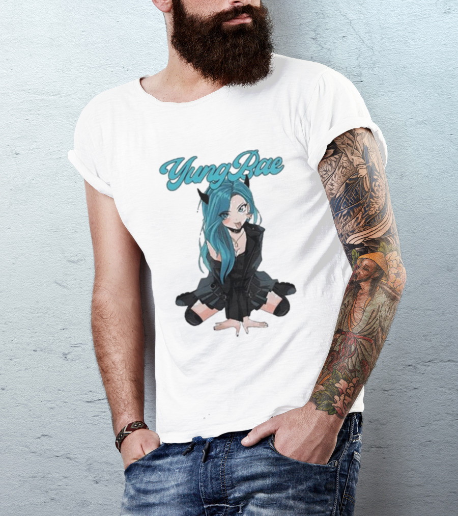 Yung Rae Blue-Haired Goth Anime Girl T-Shirt