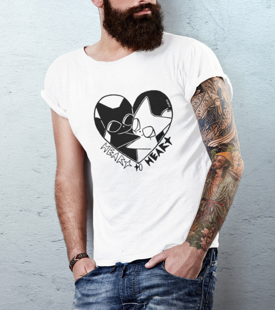 Heart To Heart Everpress Black And White Cat T-Shirt