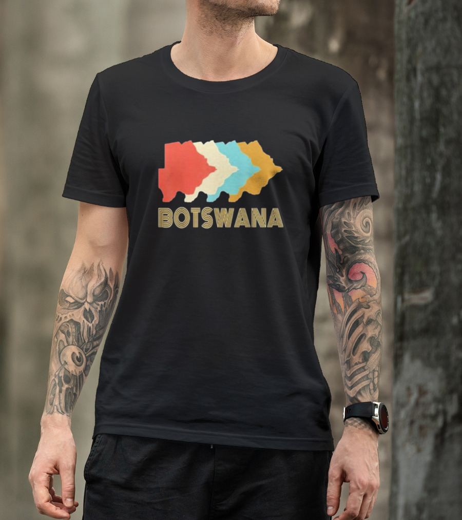 Botswana Vintage Multi-Color Map T-Shirt