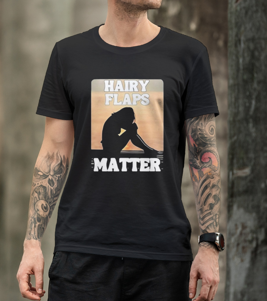 Hairy Flaps Matter Silhouette On Beach Background T-Shirt