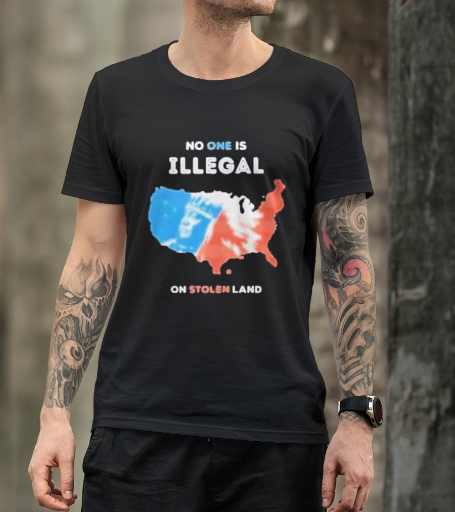 NO ONE IS ILLEGAL ON STOLEN LAND Indigenous Map T-Shirt