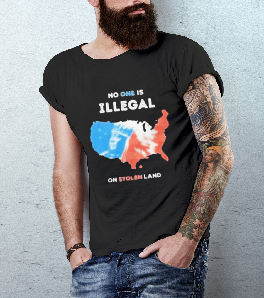 NO ONE IS ILLEGAL ON STOLEN LAND Indigenous Map T-Shirt
