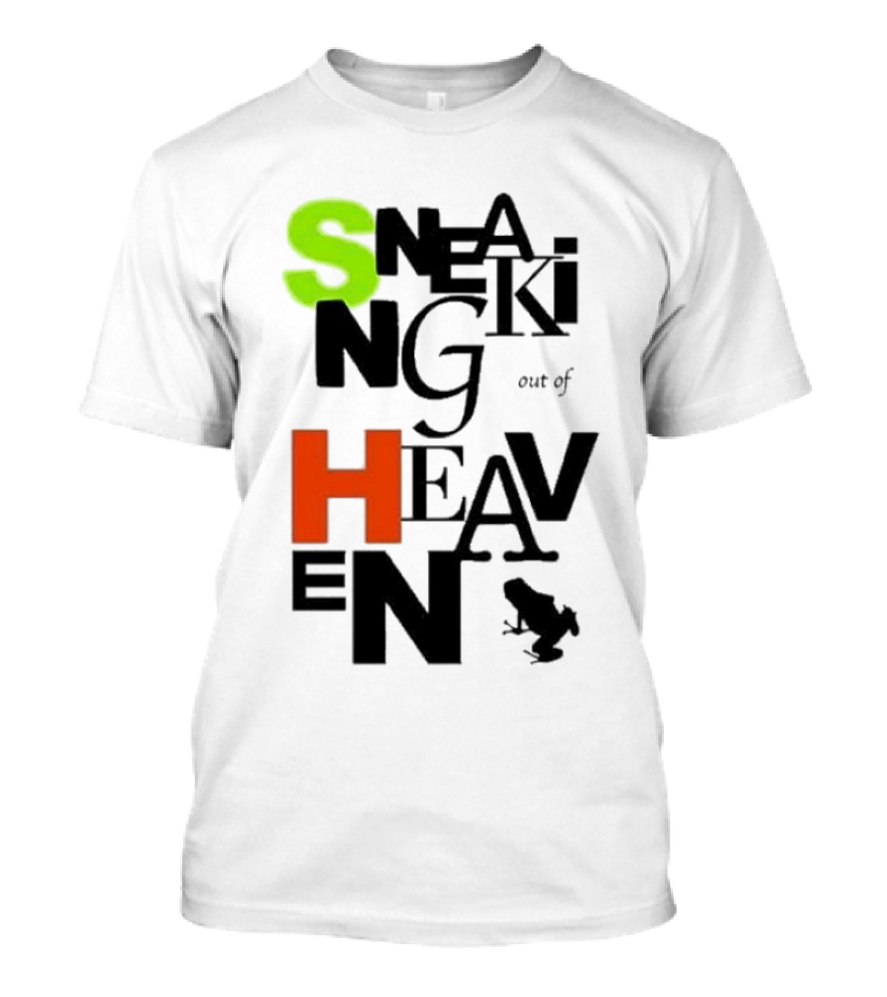 Sneaking Out Of Heaven Frog In Neon And Orange Letters T-Shirt