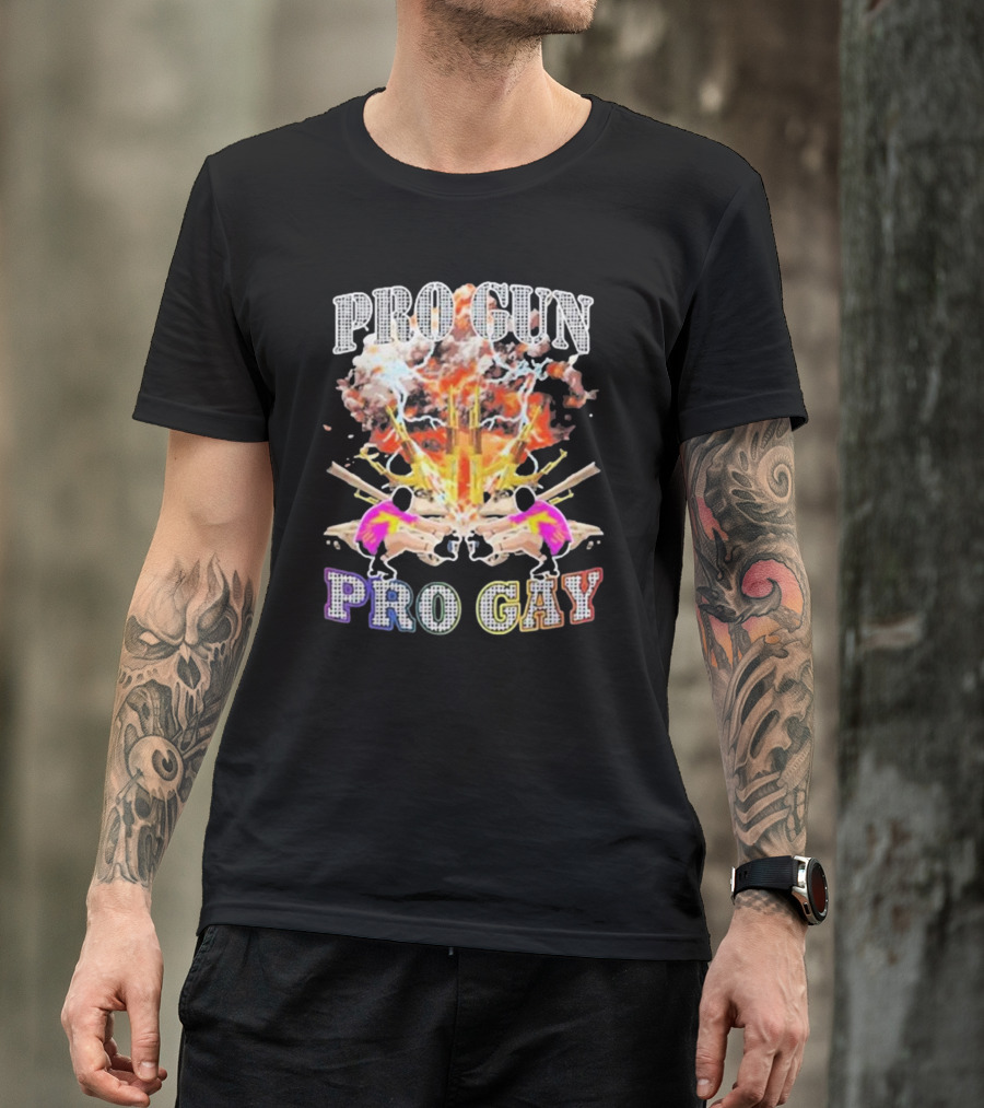Pro Gun Pro Gay Explosion Duality T-Shirt
