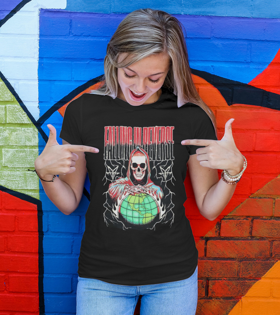 Falling In Reverse Skull Hood Globe T-Shirt