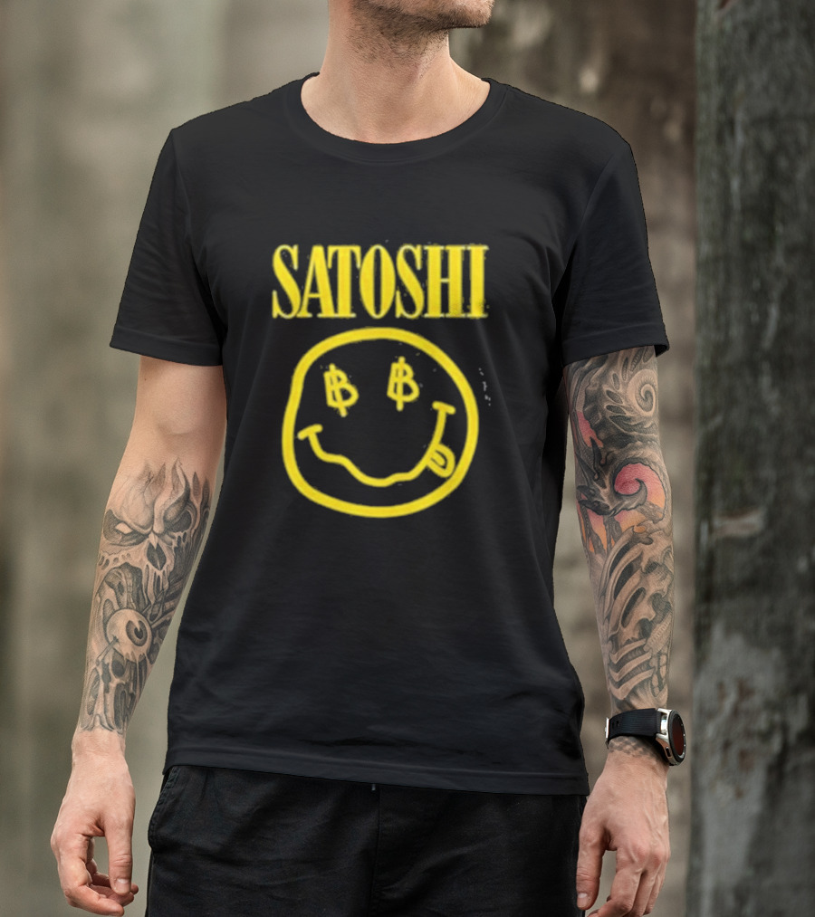 Satoshi Bitcoin Smiley Face With Dollar Signs T-Shirt