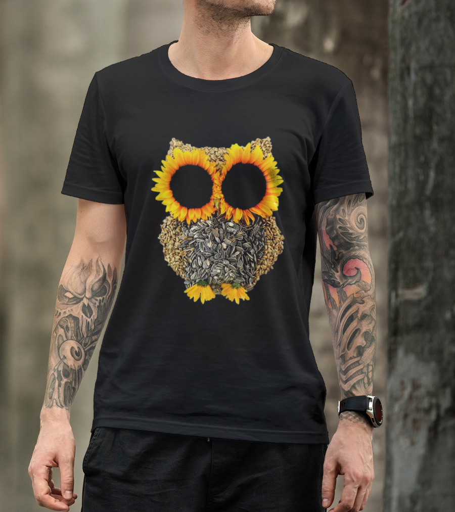 Sunflower Seed Owl With Bright Sunflower Eyes T-Shirt