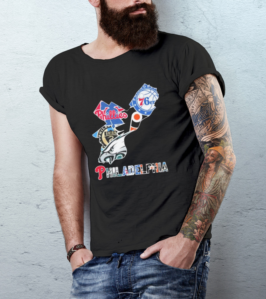 Philadelphia Eagles Phillies 76ers Union Flyers T-Shirt