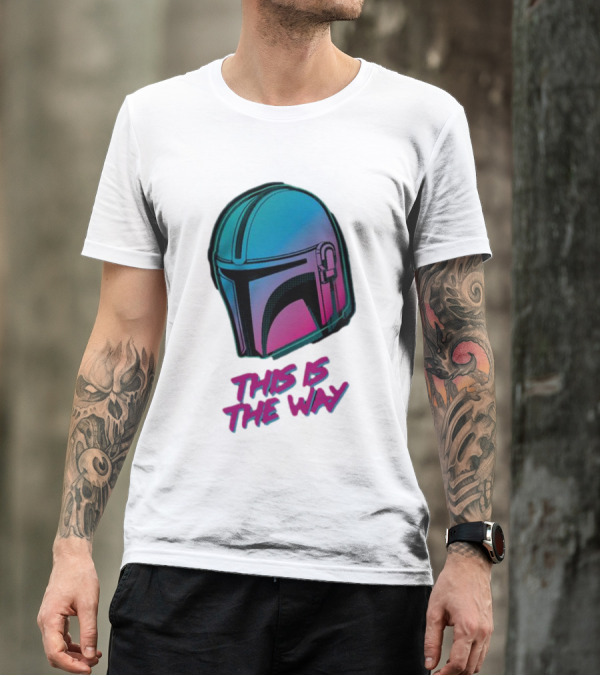 Star Wars The Mandalorian Helmet This Is The Way Neon T-Shirt
