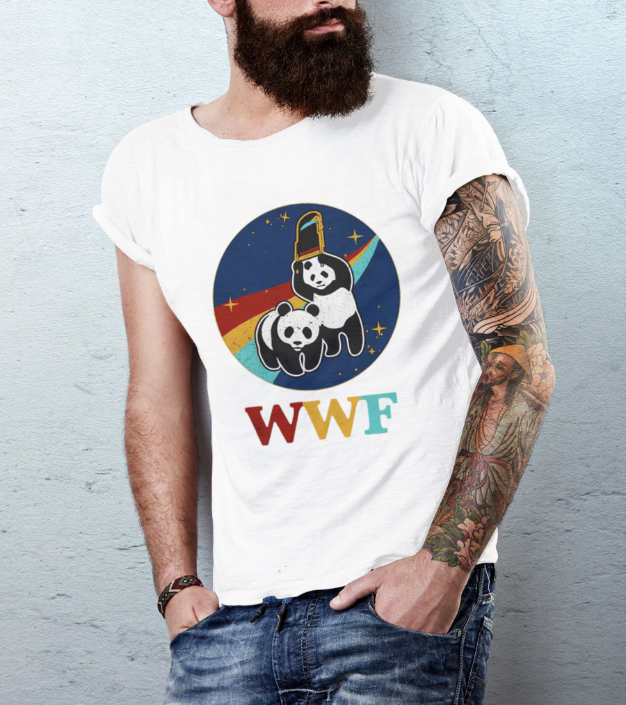 WWF Panda Bear Wrestling NASA Astronauts Space T-Shirt