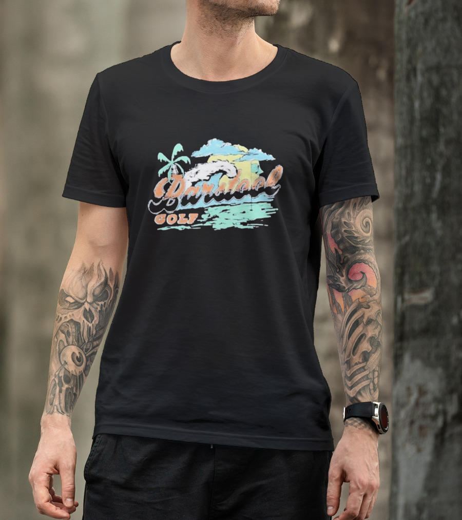 Golf Beach Wave Palm Tree Ocean Sunset T-Shirt