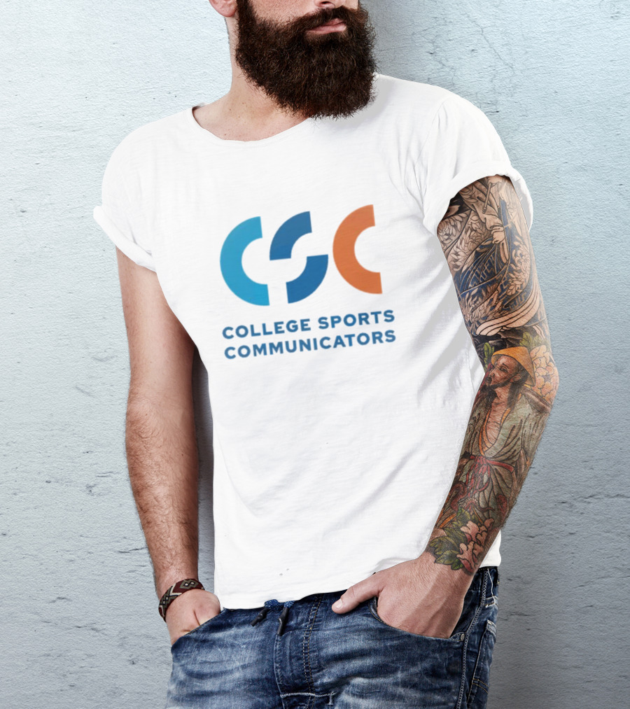 CSC College Sports Communicators Blue Orange T-Shirt