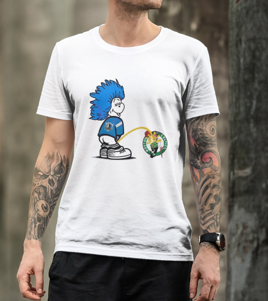 Dr Seuss Thing One Dallas Mavericks Urine On Boston Celtics T-Shirt