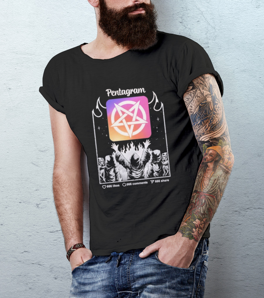 Pentagram Vol 2 666 Likes 666 Comments 666 Share Hoodie Circle Icon Ritual T-Shirt