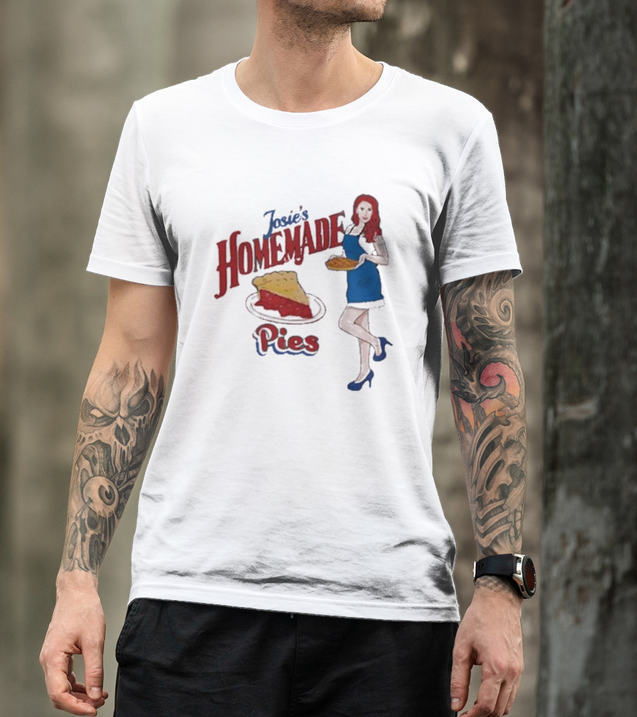 Josie’s Homemade Pies Woman With Cherry Pie And Blue Dress T-Shirt