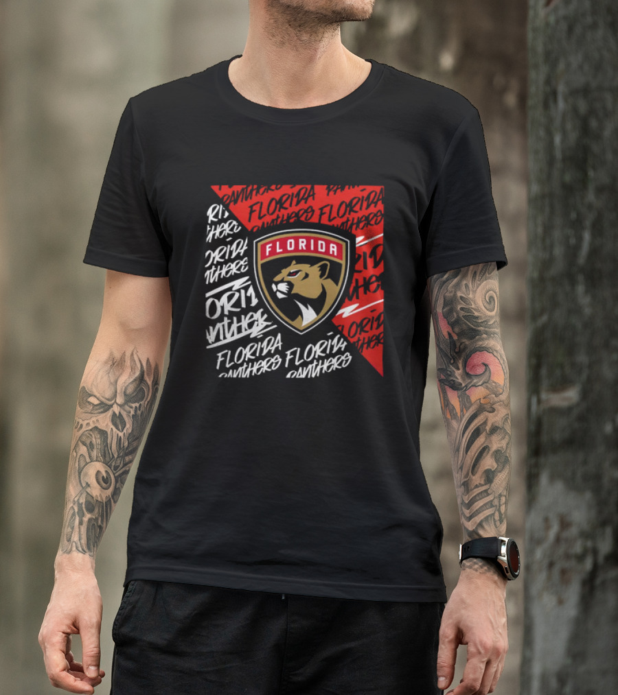 Florida Panthers Logo Text Florida Panthers Divide T-Shirt