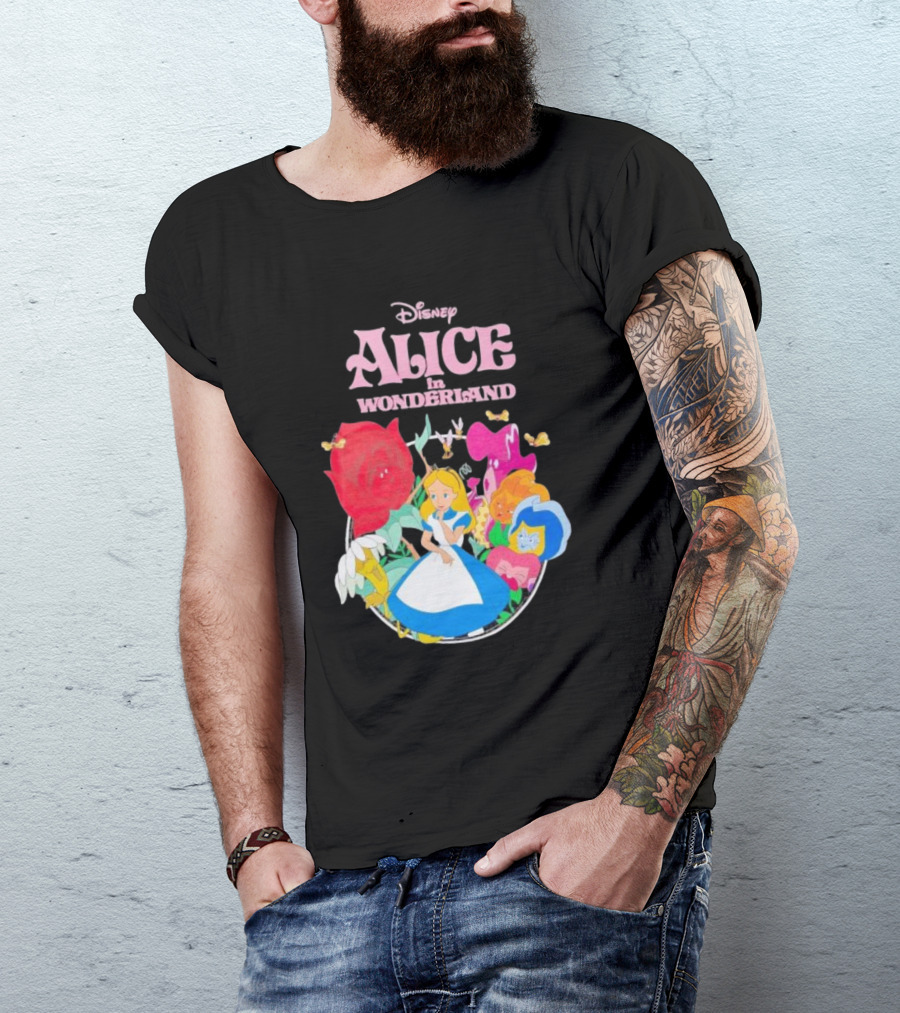 Disney Alice In Wonderland Flowers And Characters Classic T-Shirt