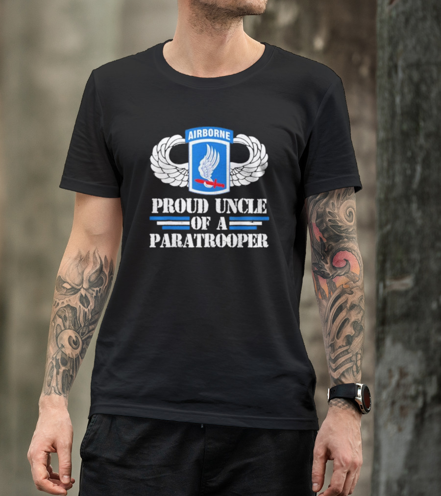Airborne Proud Uncle Of A Paratrooper Winged Insignia T-Shirt
