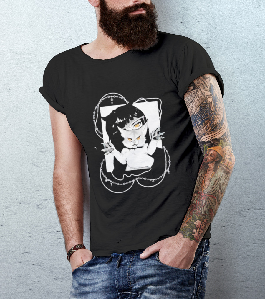 Aspens Cat Attack White Cat And Chains T-Shirt