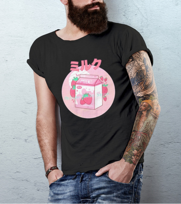 Strawberry Pink Milk Carton 90s ミルク Online Store T-Shirt
