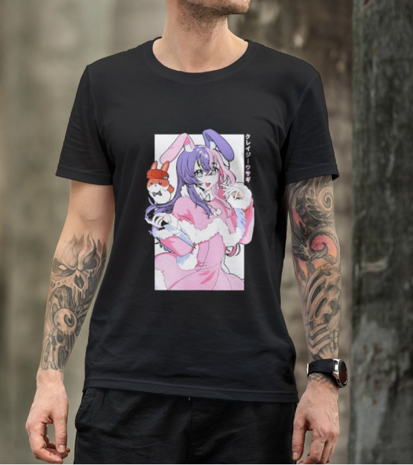 Punkalopi Gamer Supps クレイジーウサギ Bunny Anime Character T-Shirt