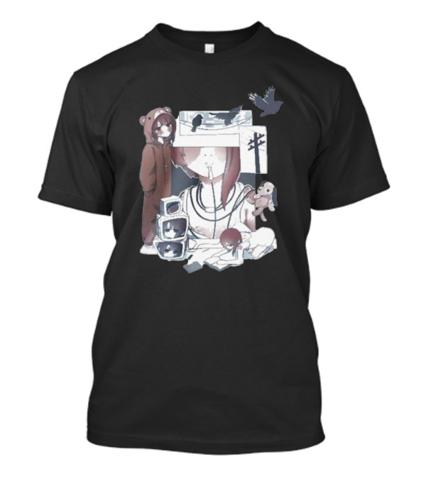 Serial Experiments Lain Bear Hoodie Monitor Crows Doll T-Shirt