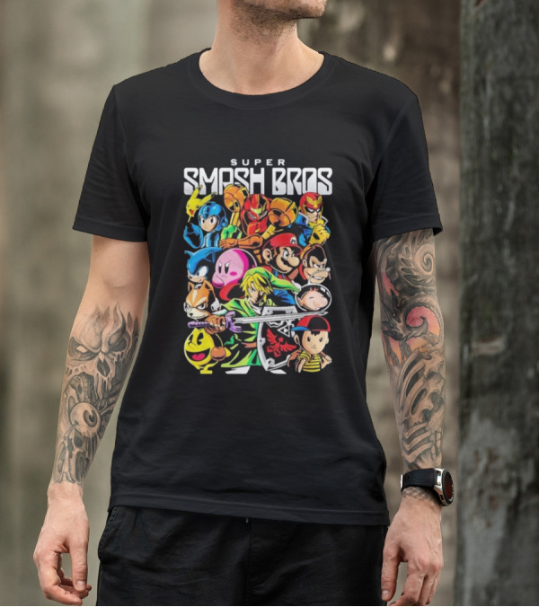 Super Smash Bros Iconic Video Game Characters Draculabyte Wario64 T-Shirt