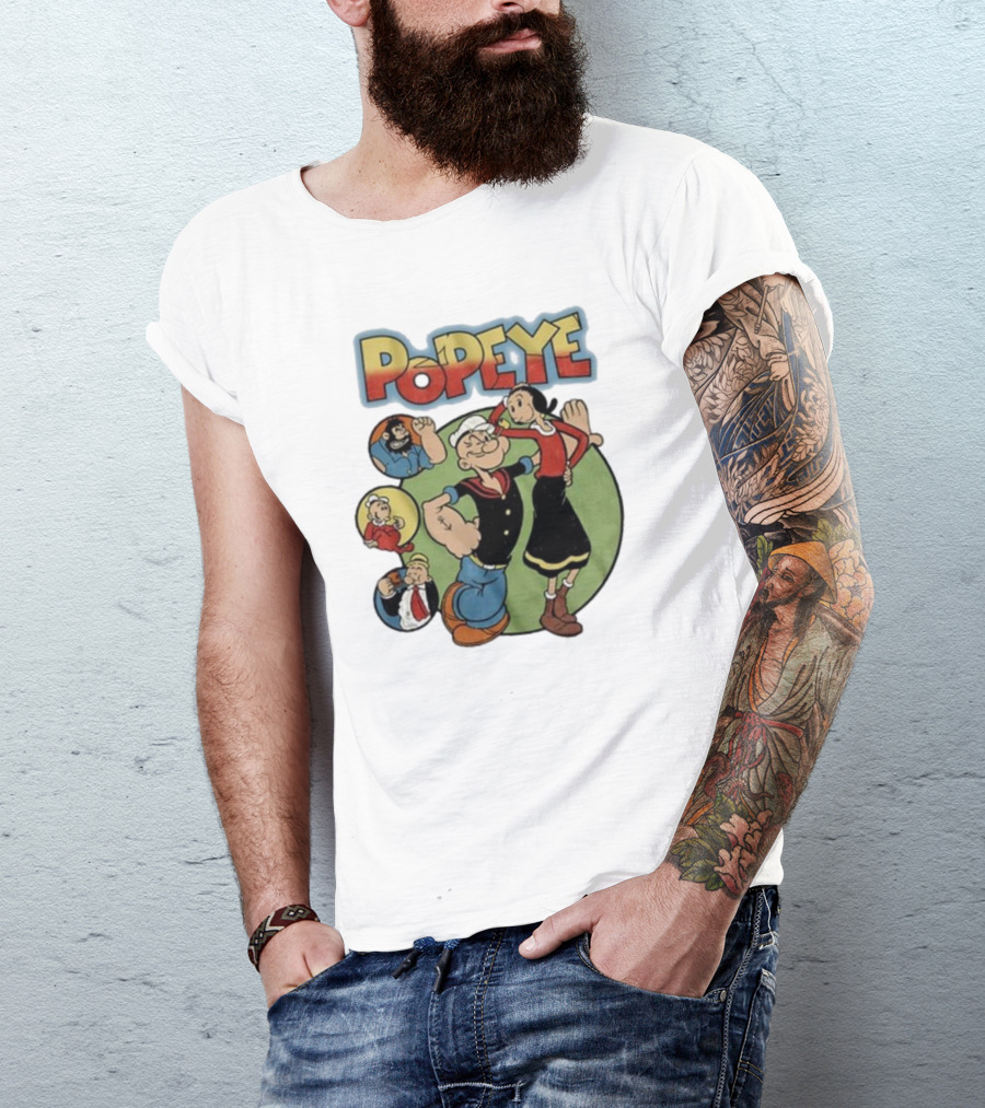 Popeye And Olive Oyl Cartoon Characters Sailor Spinach Classic Animation T-Shirt