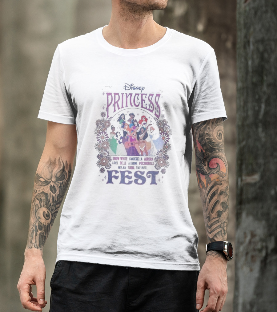 Disney Princess Fest Snow White Cinderella Aurora Ariel Belle Jasmine Pocahontas Mulan Tiana Rapunzel T-Shirt