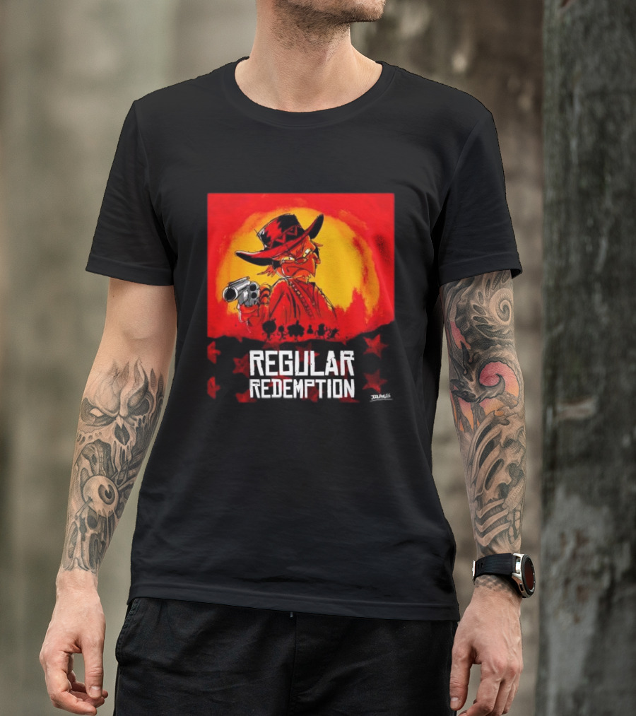 Regular Redemption Cartoon Cowboy Western Gunman T-Shirt
