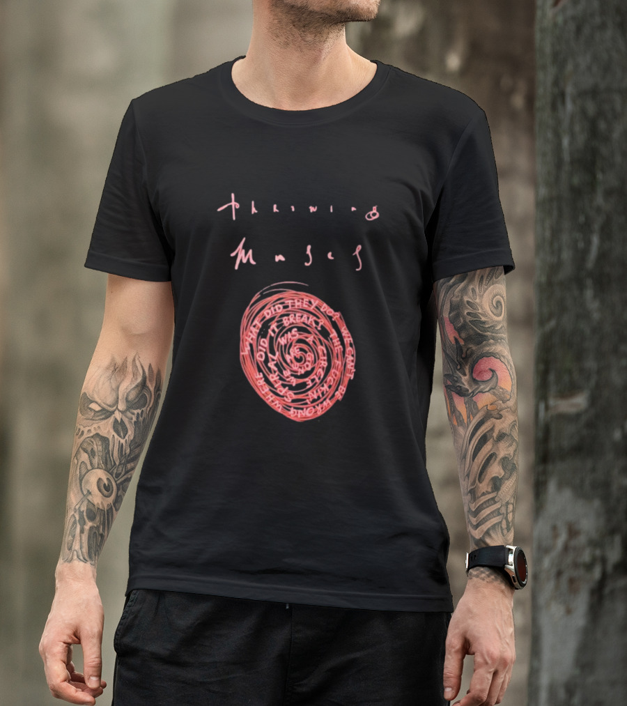Throwing Muses Snailhead Spiral Text Fluorescent Screen Printed T-Shirt