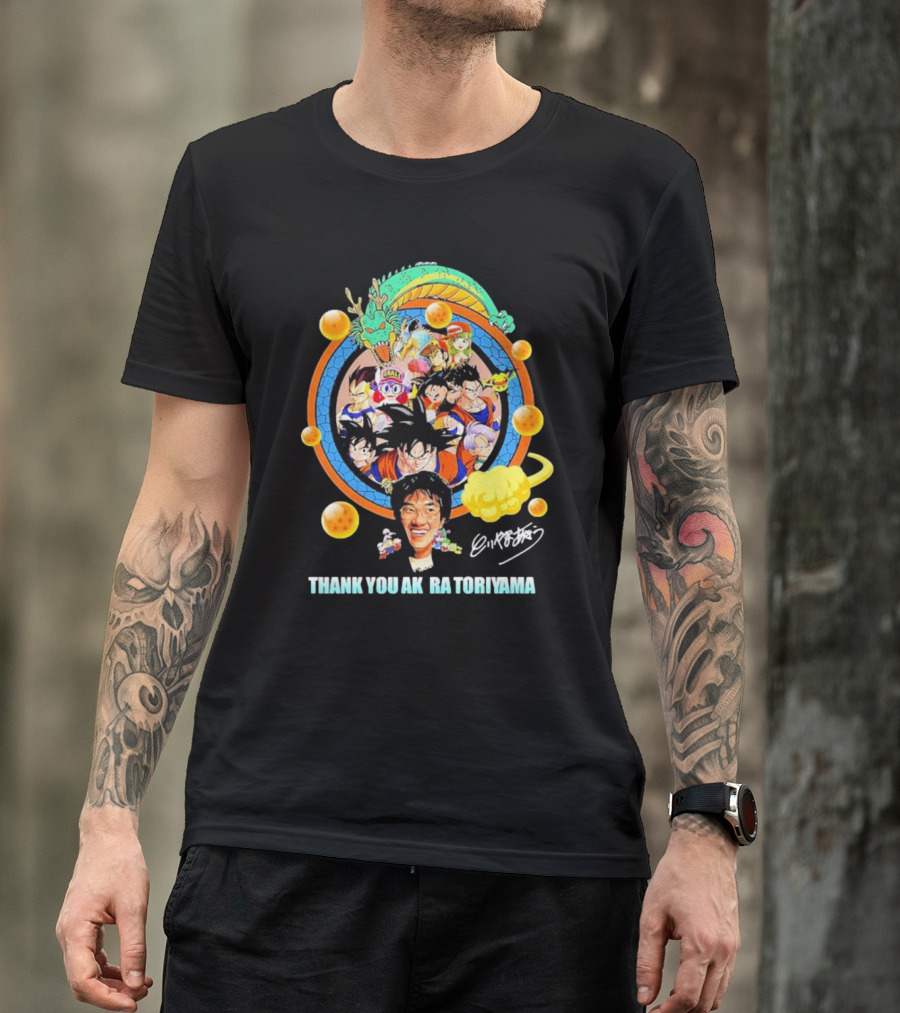 Thank You Akira Toriyama Dragon Ball Characters And Shenron With Dragon Balls T-Shirt