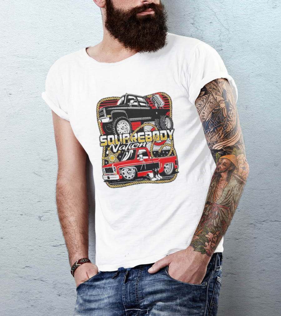 Squarebody Nation Pick Up Trucks And Cowboys Icons T-Shirt