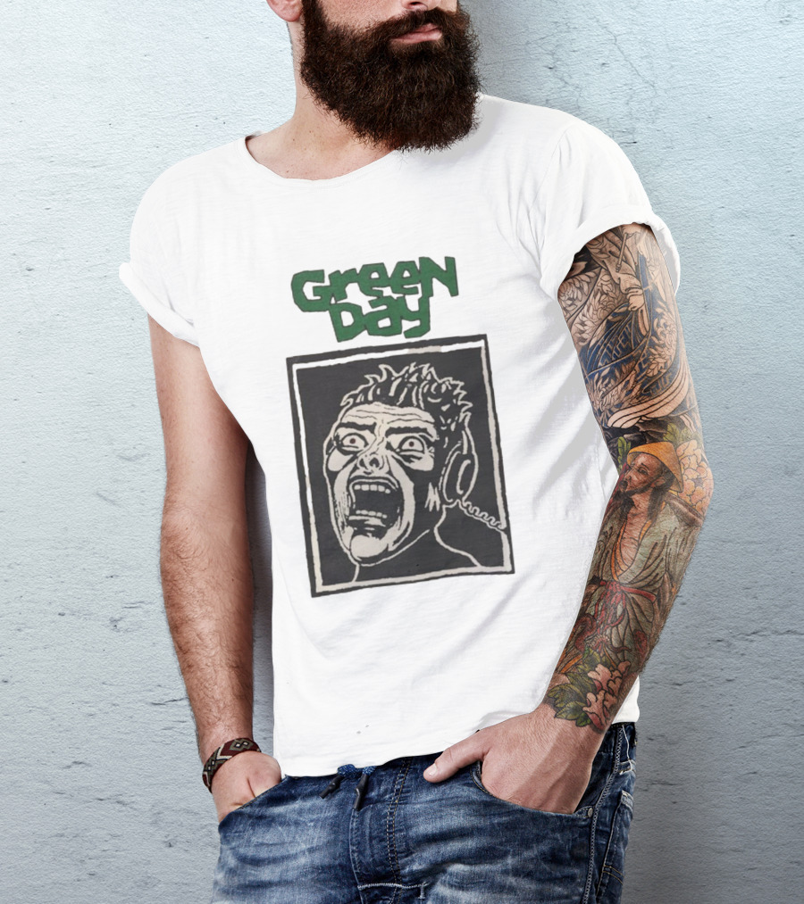 Rare Vintage Green Day Basket Case Iconic Screaming Face T-Shirt