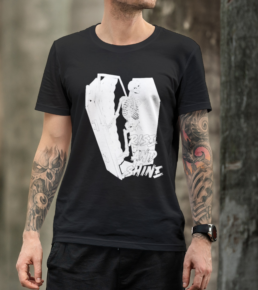 Rise And Shine Skeleton Emerging From Coffin T-Shirt