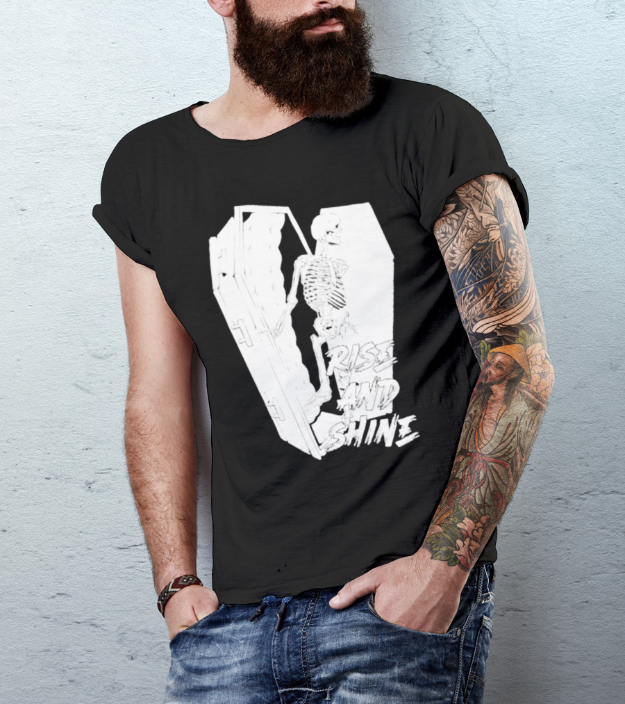 Rise And Shine Skeleton Emerging From Coffin T-Shirt