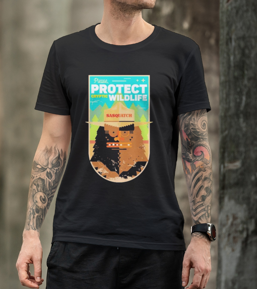 Please Protect Cryptic Wildlife Sasquatch T-Shirt