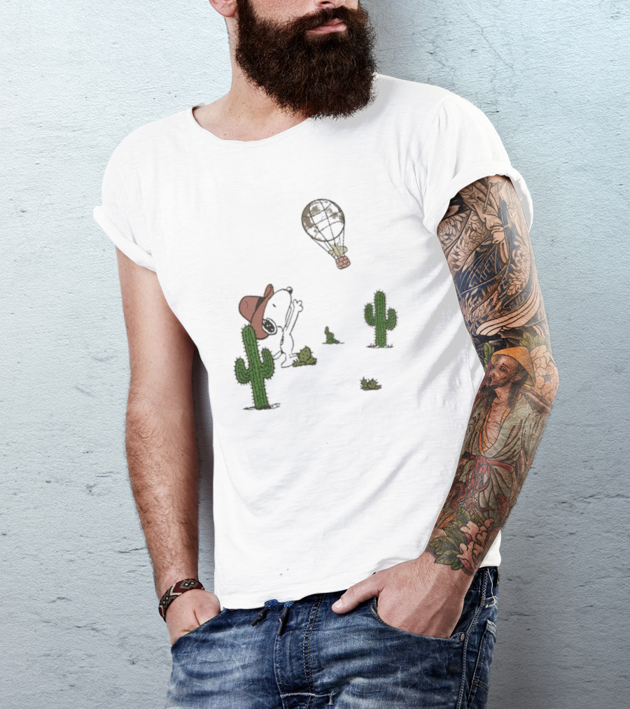 Peanuts Snoopy Woodstock Cactus Western Cowboy Balloon Women's T-Shirt
