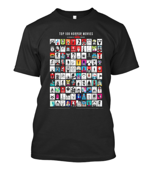 Top 100 Horror Movies As Chosen By Fangoria Readers With Iconic Movie References T-Shirt